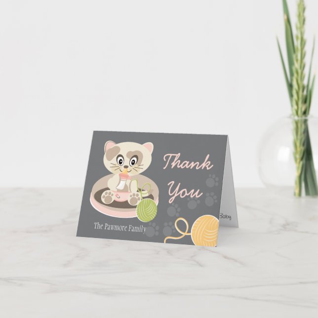 Remerciements Kitten dans le Baby shower des plongeurs Carte de  (Devant)