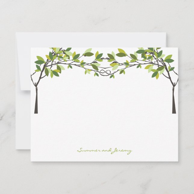 Remerciements Knott Love Trees Mariage Monogramme Carte de remer (Devant)