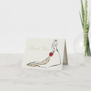 Remerciements La carte de note pliée de la mariée classique - Iv
