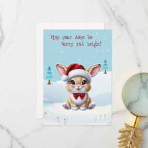 Remerciements Lapin mignon lapin en neige Carte de Noël