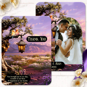Remerciements Lavender Romantic Art Photo Mariage Carte de remer