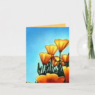 Remerciements Le pavot orange gai fleurit le carte de