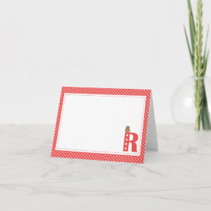 Remerciements Lettre R avec carte de note blanche pour le hibou