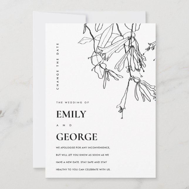 REMERCIEMENTS LIGNE BLANCHE DESSIN FLORAL MODIFIER LA CARTE DE D (Devant)