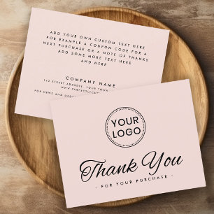 Remerciements Logo couleur rose pâle personnalisé carte de remer