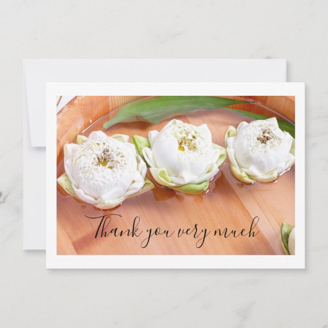 Remerciements Lotus pliés en blanc dans un Carte de remerciement (Devant)