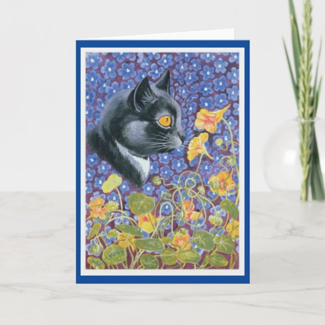 Remerciements Louis Wain, Chat dans une mer de fleurs, Carte de  (Devant)