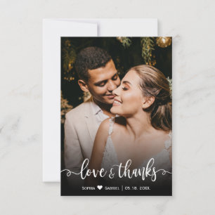 Remerciements Love and Thanks Mariage Photo Carte de remerciemen