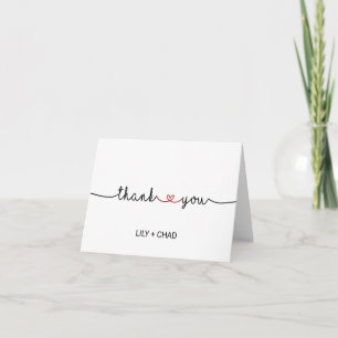 Remerciements Love Hearts   Carte de remerciement rouge