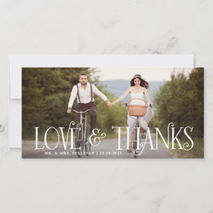 Remerciements Love & Thanks Retro Script Mariage Carte de remerc