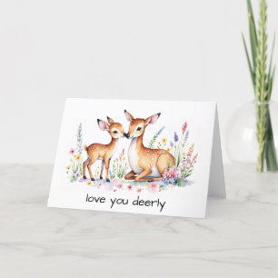 Remerciements Love You Deerly Watercolor Carte de jour des mères
