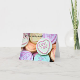Remerciements "Love you" Love heart sweets Carte de voeux