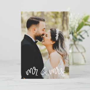 Remerciements M. Mme Photo Black White Mariage Carte de remercie