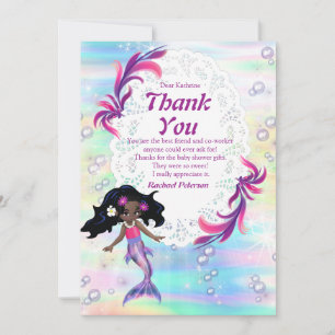 Remerciements Magique Rainbow Baby Mermaids Carte de remerciemen