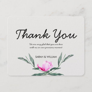 Remerciements Magnolia Floral Aquarelle Mariage Carte de remerci