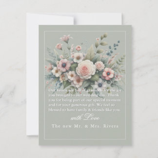 Remerciements Mariage botanique Dusty Rose Carte de remerciement