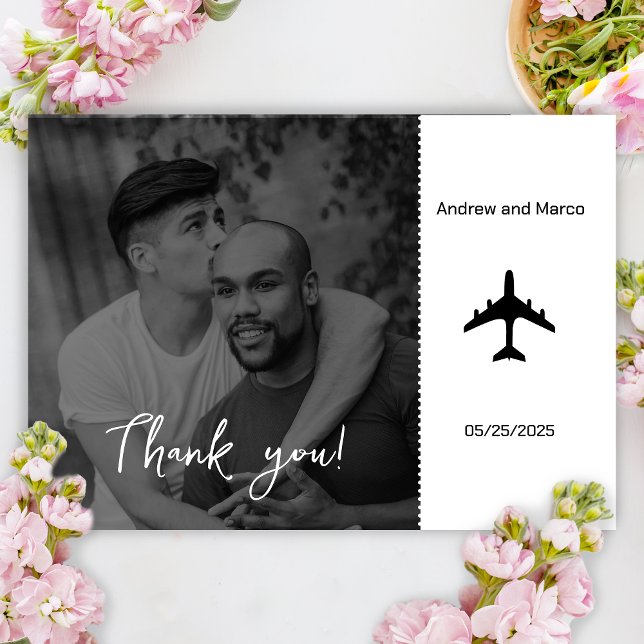 Remerciements Mariage de carte d'embarquement de destination pho (Wedding thank you card)