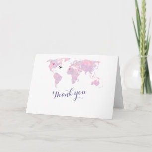Remerciements Mariage de Destination Carte du Monde Aquarelle ME