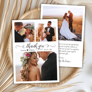 Remerciements Mariage de photos de coeur de script moderne Carte