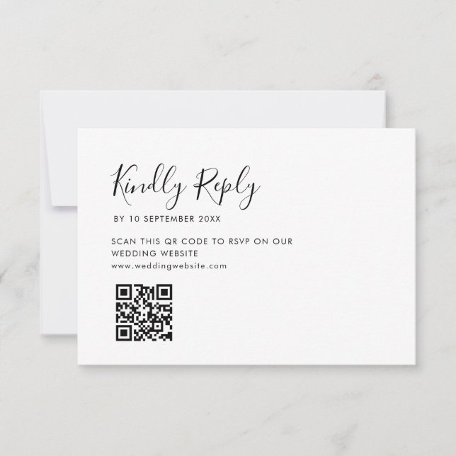 Remerciements mariage de script simple code QR carte RSVP (Devant)