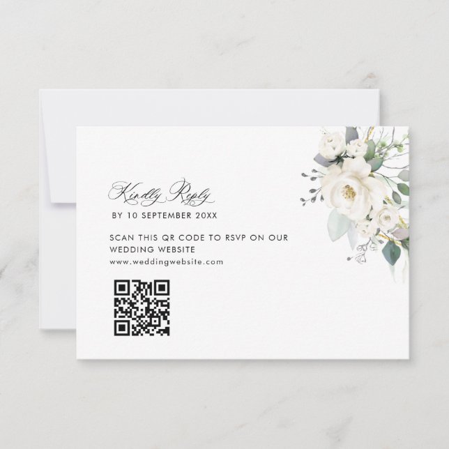 Remerciements mariage de verdure eucalyptus code QR carte RSVP (Devant)
