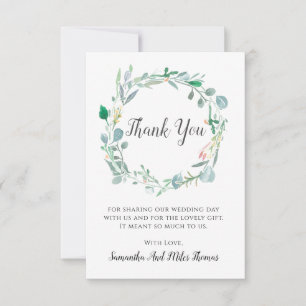 Remerciements Mariage Feuilles et bourgeons d'aquarelle Carte de