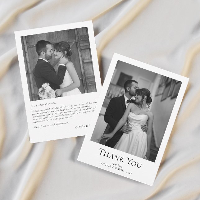 Remerciements Mariage photo moderne simple Carte de remerciement (Simple Modern Photo Wedding Thank You Card)