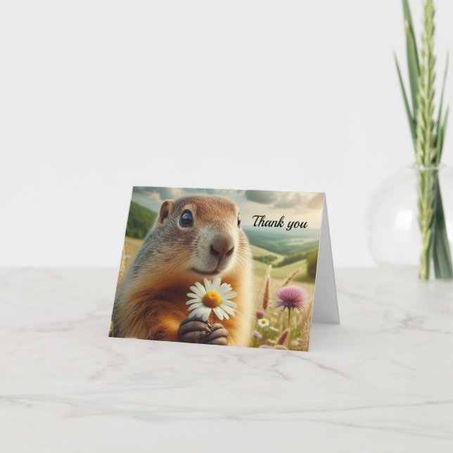 Remerciements Marmotte de fond mignonne avec une Carte de remerc (Devant)