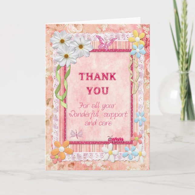 Remerciements Merci, carte d'artisanat de fleurs (Devant)