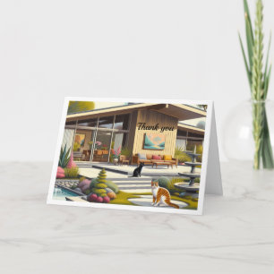 Remerciements Mi-siècle Moderne Maison pliée Carte de remercieme