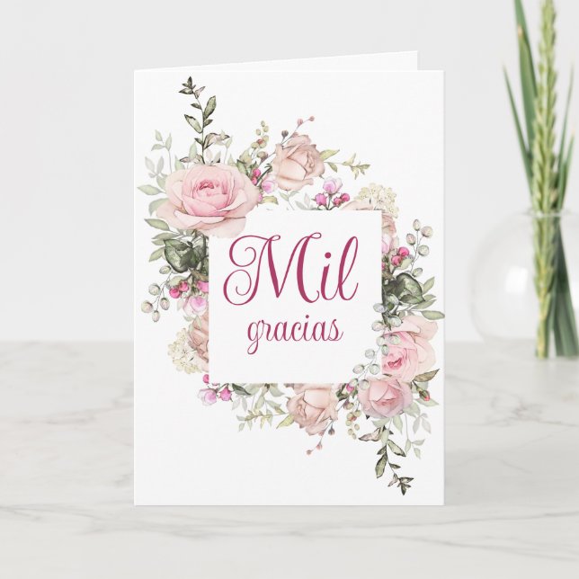 Remerciements Mil Gracias, Tarjeta En Español, Carte de remercie (Devant)