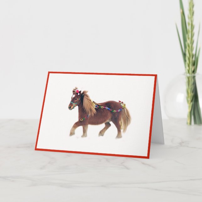 Remerciements Miniature Horse Joyeuse Carte de Noël (Devant)