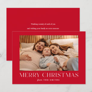 Remerciements Minimaliste Joyeux Carte photo de Noël