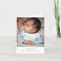 Minimaliste Moderne Photo de Bébé Carte Vierge Pli