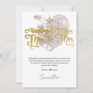 Remerciements Mlle à Mme Chic Cœur Carte Voyage Enterrement de V