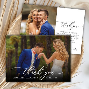 Remerciements Modern Chic Script 2 Mariage photo Carte de remerc