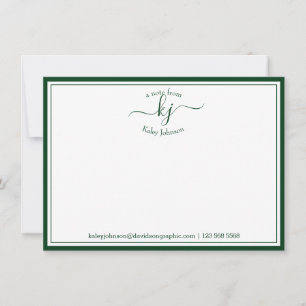 Remerciements Monogramme Forêt Vert Du Bureau De La Carte Note