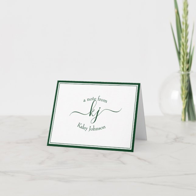 Remerciements Monogramme Forêt Vert Du Bureau De La Carte Note (Devant)