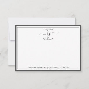 Remerciements Monogramme Gris Blanc Du Bureau De La Carte Note
