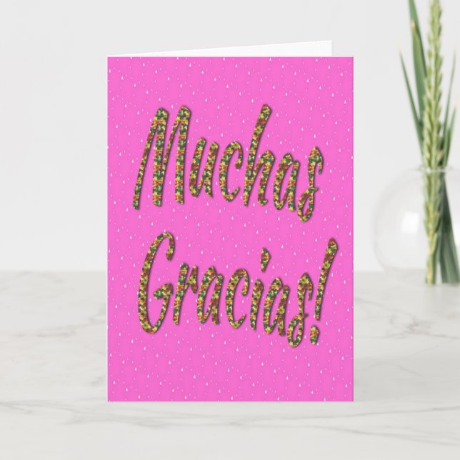 Remerciements "Muchas Gracias !" Carte de voeux en rose (Devant)
