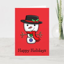 Noël Jolly Snowman Carte de vacances pliée