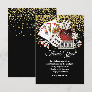 Remerciements noir, casino, poker, adulte, carte de remerciement