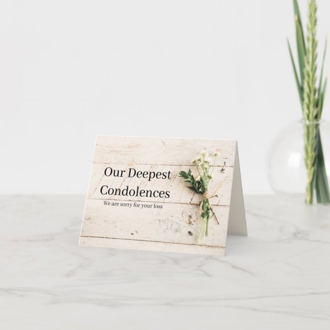 Remerciements Notre carte de condoléances la plus profonde (Devant)