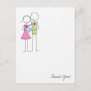 Remerciements Nouveaux parents avec un bébé garçon - Carte de re