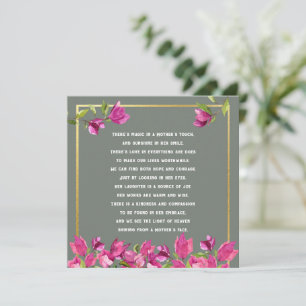 Remerciements Nouvelle maman Poème mère Floral carte de fête des