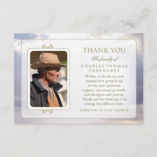 Remerciements Nuages paisibles Gold Photo Sympathy Carte de reme