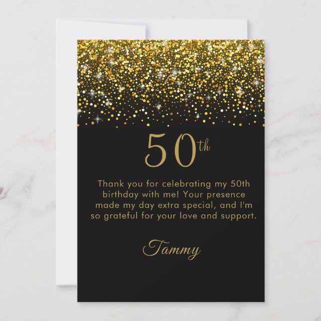 Remerciements Opulent Gold Confetti 50e anniversaire Carte de re (Devant)