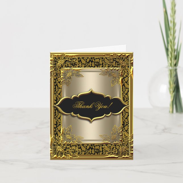 Remerciements Or élégant de noir de café de carte de (Devant)