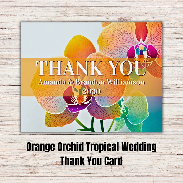 Remerciements Orange Orange Tropical Mariage Carte de remercieme (Orange Orchid Tropical Wedding Thank You Card
)