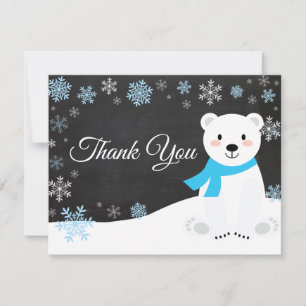 Remerciements Ours polaire d'hiver Flocon de neige Carte de reme